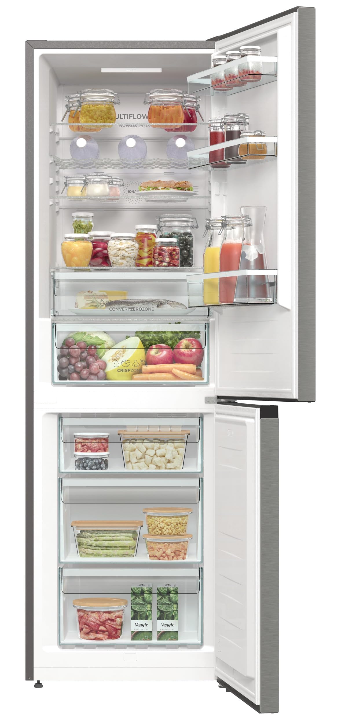 Gorenje N 619EAW4 Fridge-Freezer Combination, LED Display, 186 cm, 300 L, NoFrostPlus, Vegetable Compartment with Moisture Control, FastFreeze, White