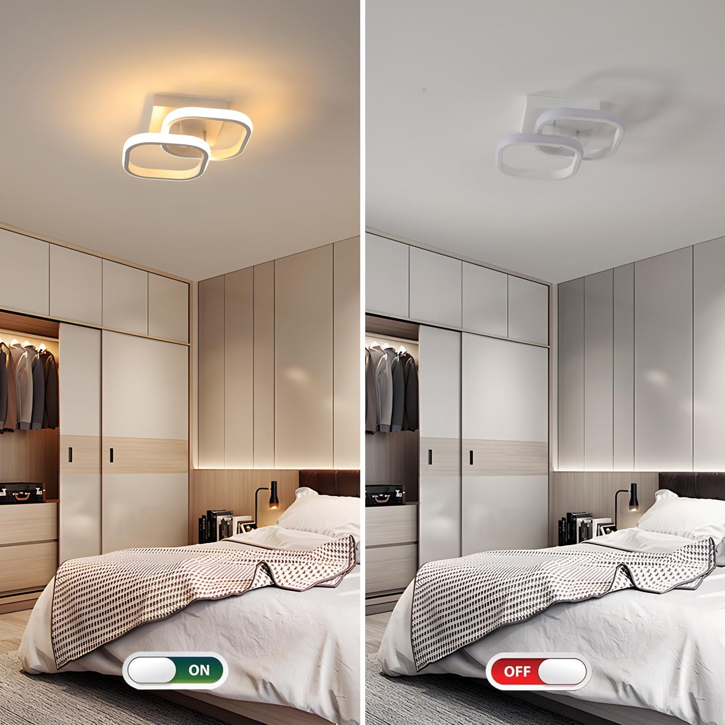 SENQIU 2 Stücke LED Deckenleuchte, 22W Modern Quadratisch LED Deckenlampe, Deckenleuchten Weiße aus Aluminium für Wohnzimmer Schlafzimmer Küche, Warmweiß 3000K