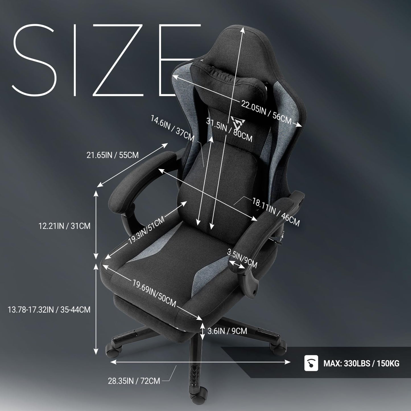 Vigosit Gaming Chair with Heated Massage Lumbar Support, Fabric Gamer Chair with Bag Spring Cushion and Footrest, Horse and High Gamer 150 kg Load Capacity (Pale Pink)