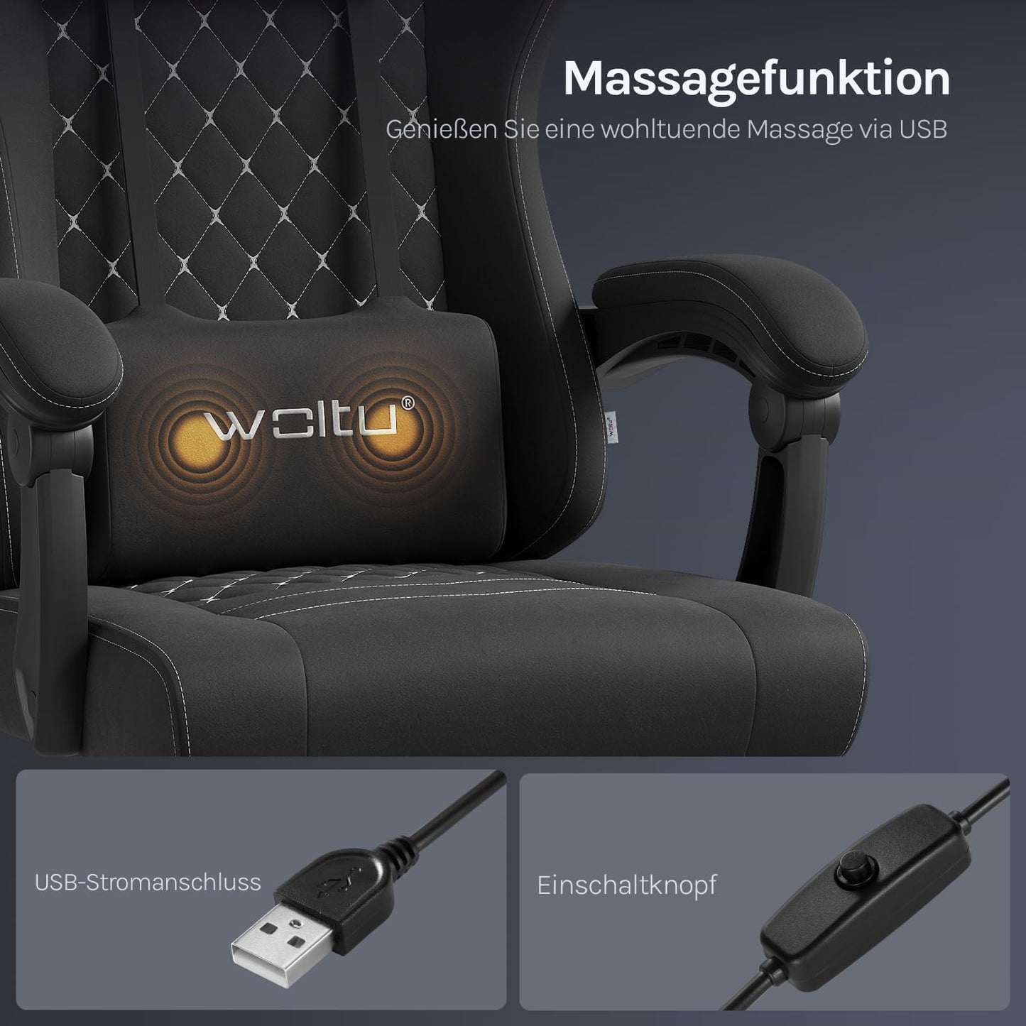 WOLTU Gaming Stuhl mit Massagefunktion, Computerstuhl Ergonomisch, Taschenfederkissen, Lendenmassage, Kopfkissen, Fußstütze, Drehstuhl, 150 kg, Netzstoff, Rosa+Weiß
