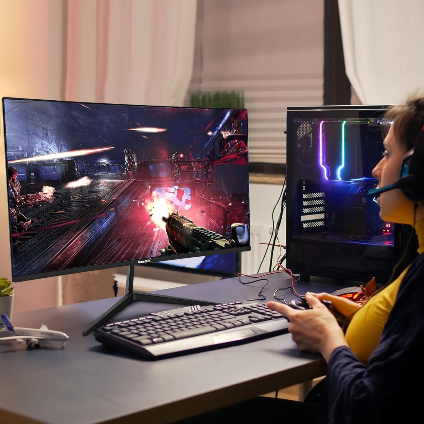 Gawfolk PC Monitor 32 Zoll UHD 4K 60Hz, Ultraklar (3840×2160p) Computer Bildschirm mit FreeSync, HDMI, DisplayPort, 178° Betrachtungswinkel, Unterstützt VESA100*100mm