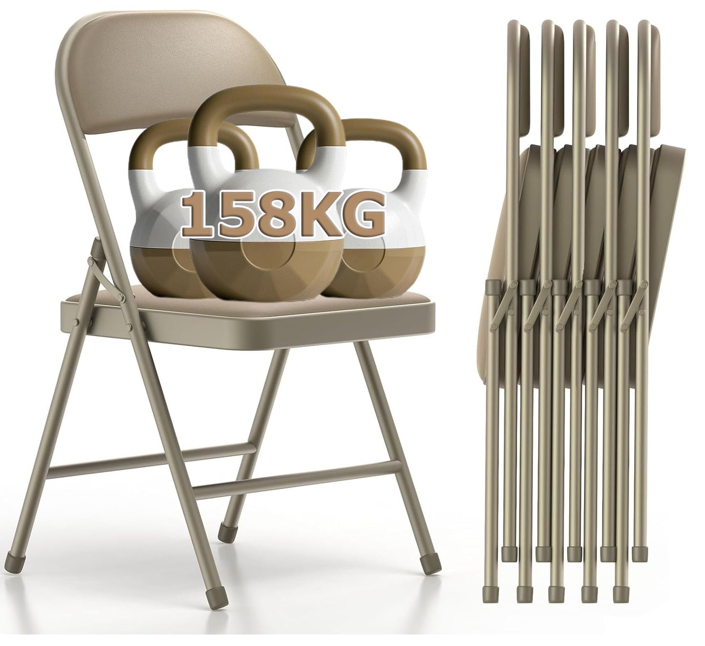 Asdsed Klappstuhl 4er Set, Klappstühle Gepolstert, Klappstuhl bis 158KG Gepolstert mit Starker Stahlrahmen, Faltbarer Klappstühle Platzsparender Schreibtischstuhl für Haus Büro Garten Balkon Party