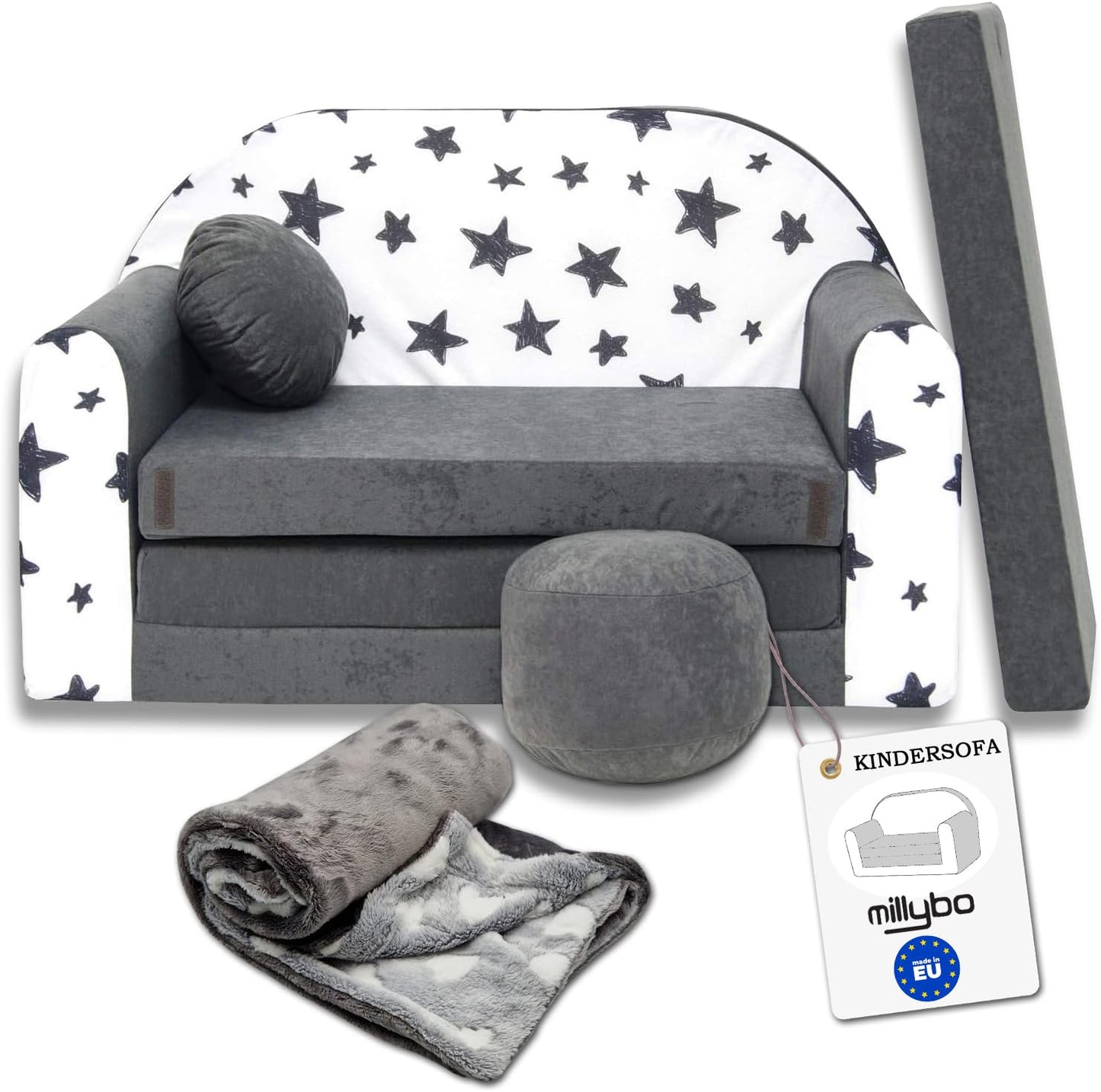 Children's Sofa with Sleep Function Foldable 3-in-1 Children's Sofa Play Sofa with Bed Function Girls Boys Bean Bag Mini Sofa Bed Children's Room Sleeping Chair (A39)
