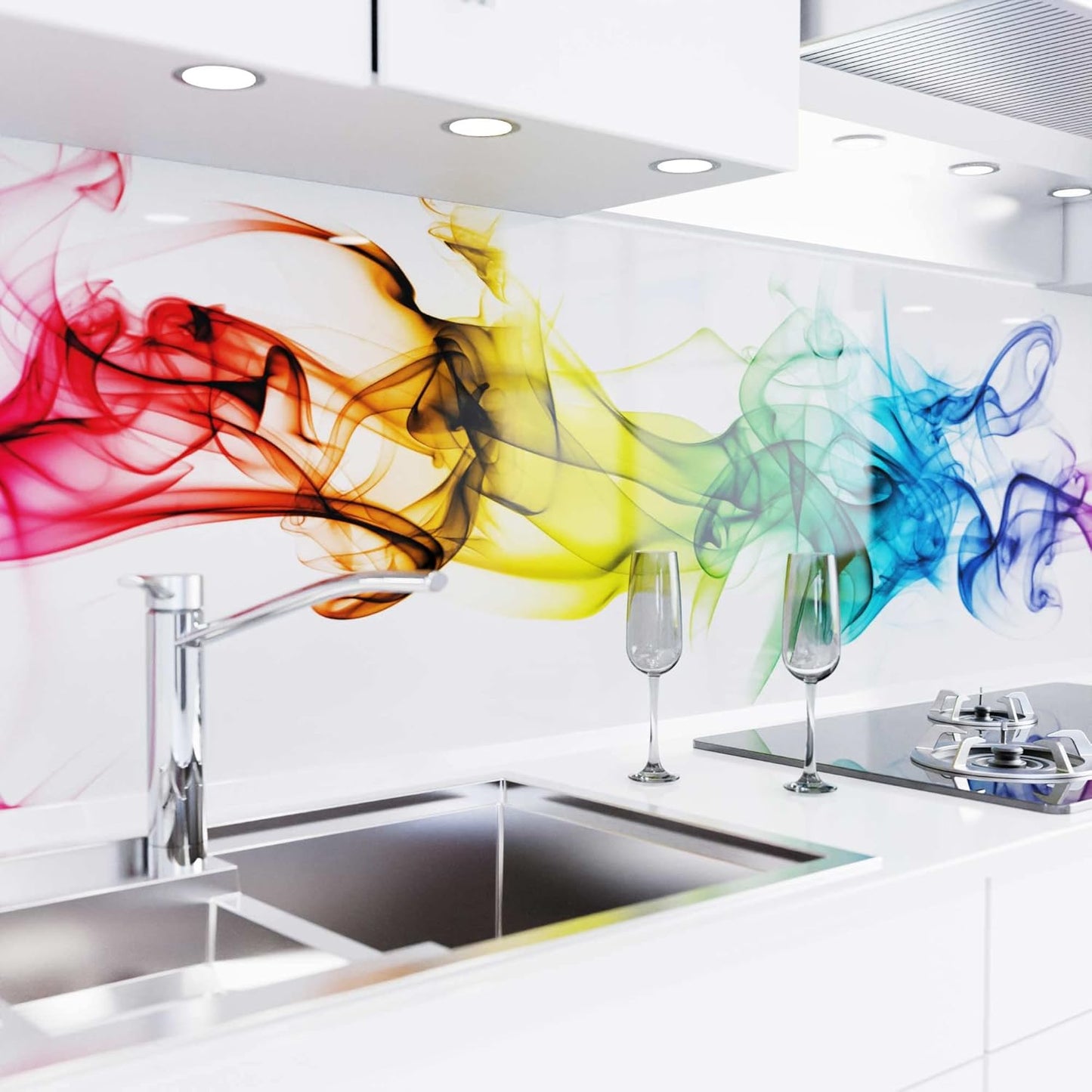 danario Küchenrückwand selbstklebend - Glasoptik - Spritzschutz Küche - versteifte PET Folie - 0,8 mm - Marmor schwarz - 60cm x 60cm