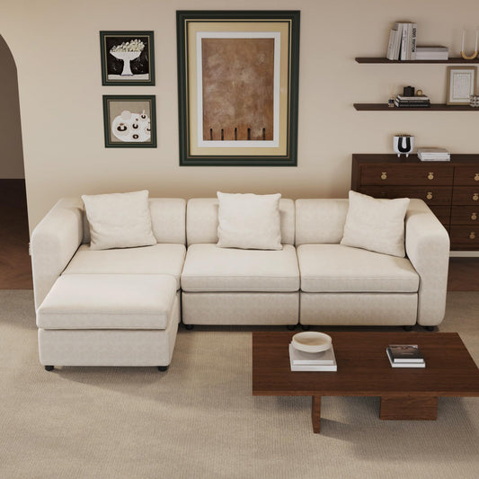 Miuuod 9-Sitzer, L/U-Form, übergroßes Sektionssofa für Wohnzimmer, 5 Sitze mit 4 Ottomanen, L-förmiges Sofa, wandelbare Couch, gemütliche Familien-Couches, Queen-Samtcouch, extra großes Schlafsofa,