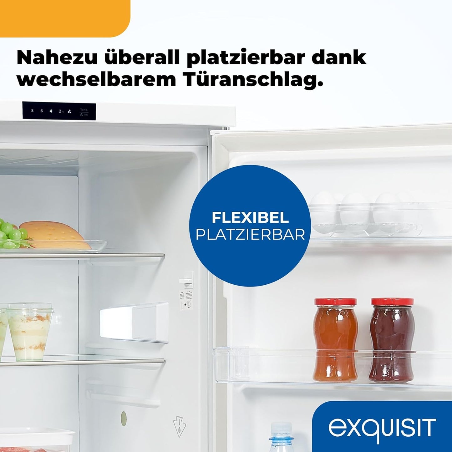 Exquisit KS516-V-HE-011D Fridge without Freezer, 134 Litres, Electronic Control, Quick Cooling, Alarm Function, Full Room Refrigerator, 55 cm Width, White