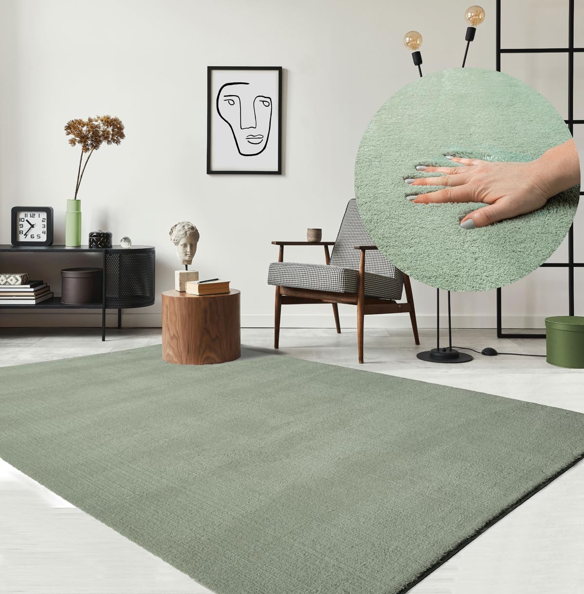 the carpet Relax Rug, Modern, Fluffy, Short Pile, Non-Slip Underside, Washable up to 30°C, Super-Soft, Fur Look, Anthracite, 160 x 220 cm