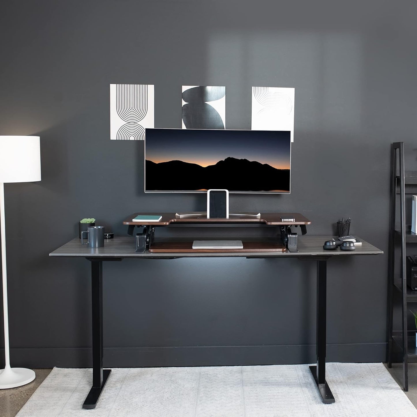 VIVO Black Height Adjustable 36 inch Stand up Desk Converter Quick Sit to Stand Tabletop Dual Monitor Riser, DESK-V000V