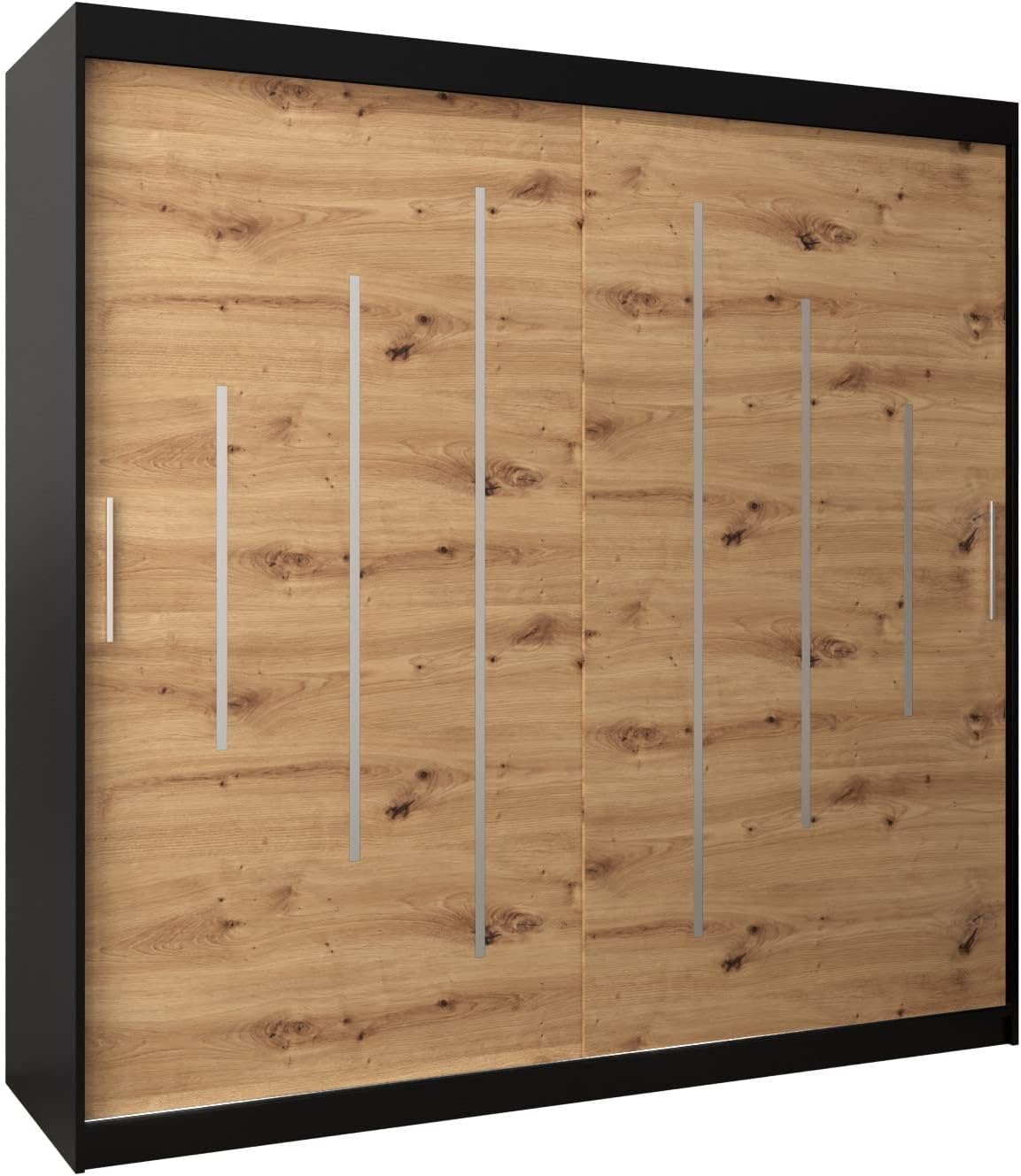Kryspol Schwebetürenschrank York 250 cm Kleiderschrank mit Kleiderstange und Einlegeboden Schlafzimmer- Wohnzimmerschrank Schiebetüren Modern Design (Weiß)