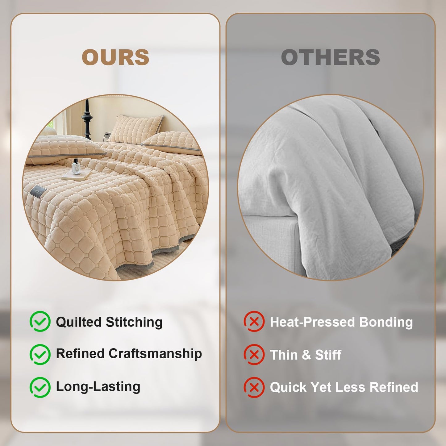 SHANNA Extra Large Duvet: Milk Velvet Soft Double Sided Duvet Ideal as Bedspread 230 x 250 cm with 2 Matching Pillowcases 50 x 70 cm (Beige)