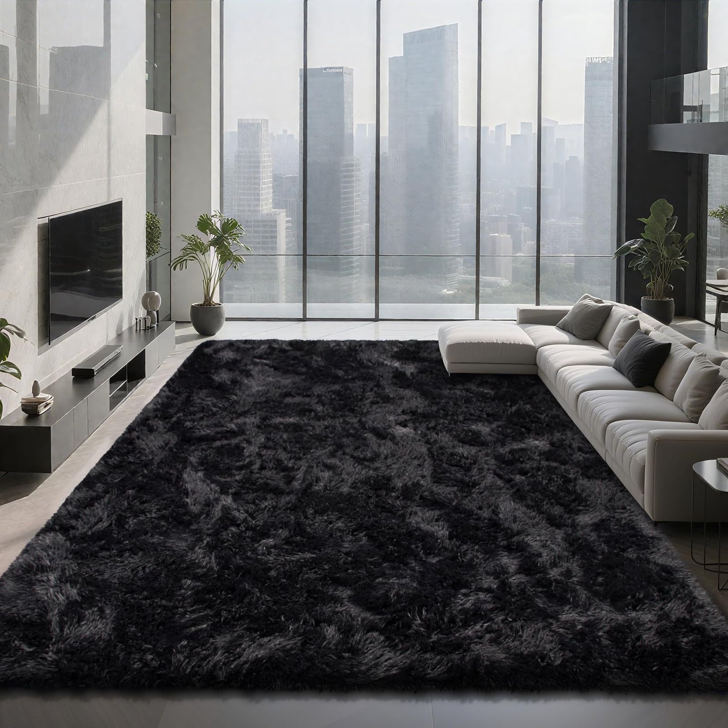 Shag Area Rugs for Bedroom Living Room,4X6 Ultra Soft Fluffy Area Rugs for Dorm, Indoor Carpet Nursery Rugs for Kids Room Home Decor,Tie-Dye Grey