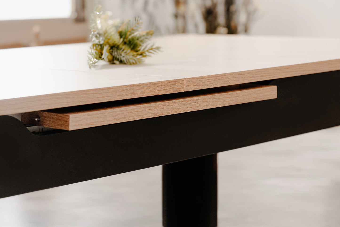Newfurn Dining Table Wild Oak Dining Room Table Kitchen Table Dining Table II 120 x 76.5 x 70 cm (W x H x D) Extendible up to 160 cm including 40 cm Table Top Anthracite Kitchen Table Dining Table