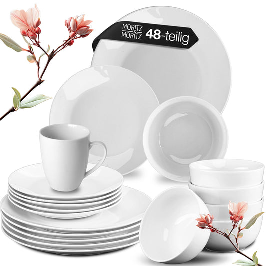 Moritz & Moritz BASIC Kaffeetassen Set 6-teilig - ca. 300ml aus hochwertigem Porzellan in klassischem Weiß - Perfekt für Kaffee, Tee, heiße Schokolade, Cappuccino