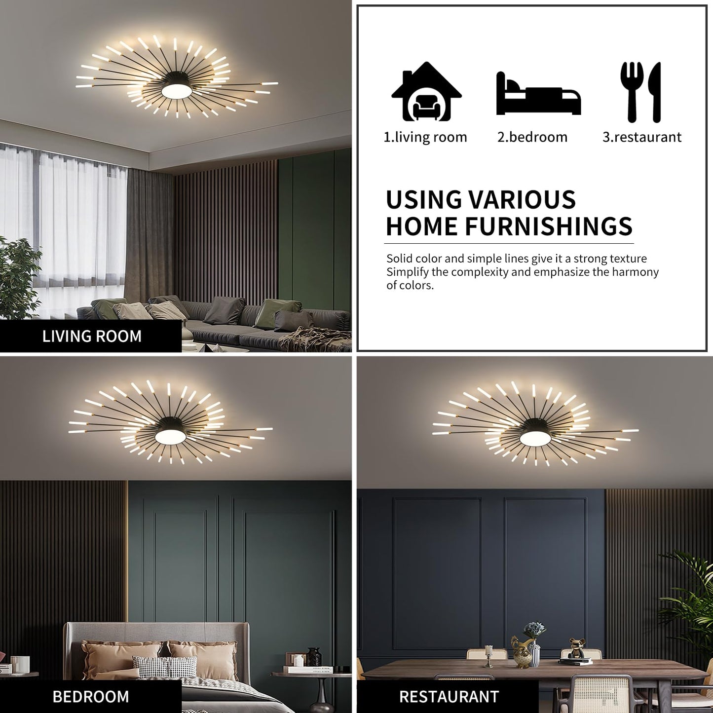 minifair Moderne LED-Deckenleuchte, 12 + 1 Köpfe, halbbündige Deckenleuchte, goldene Kronleuchter, Deckenbeleuchtung für Schlafzimmer, Wohnzimmer, Küche, Esszimmer, Restaurant