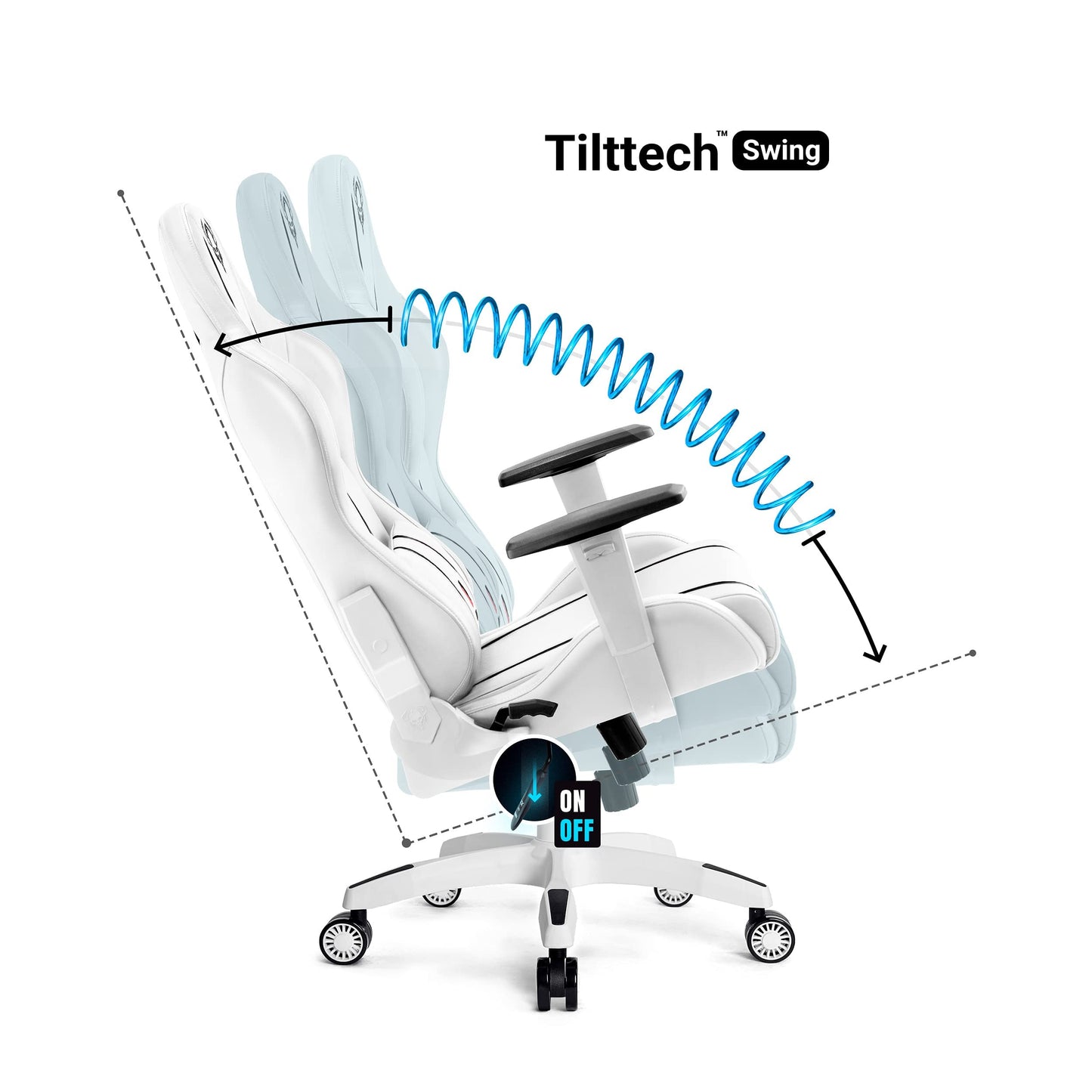 Diablo X-One 2.0 Gaming Stuhl Gamer Chair Bürostuhl Schreibtischstuhl Verstellbare Armlehnen Ergonomisches Design Nacken/-Lendenkissen Wippfunktion Aqua Blue Normal (L)