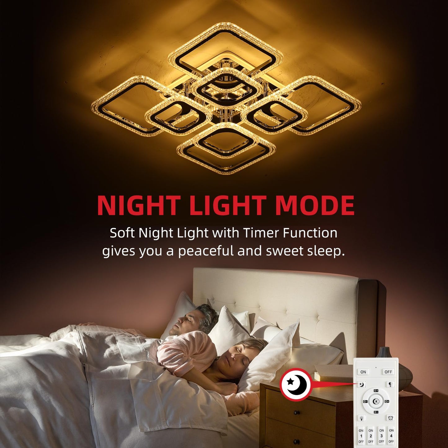 ZAITINZ Led Deckenleuchte,Wohnzimmerlampe 80W,Deckenleuchte Dimmbar mit fernbedienung 3000-6000K,5 Quadratische Deckenlampe Led,Moderne Deckenleuchten für Wohnzimmer,Schlafzimmer,Küche,Flur,Chrom