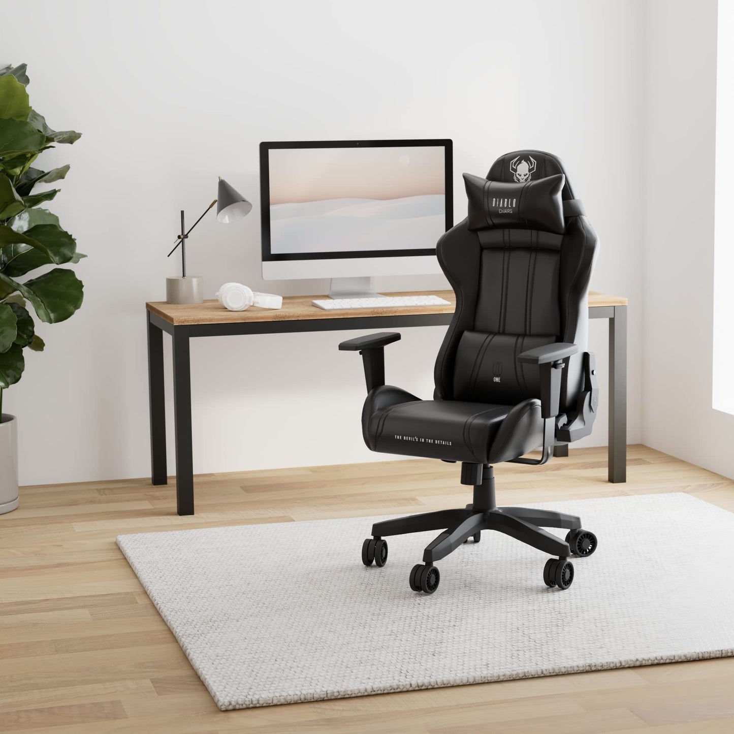 Diablo X-One 2.0 Gaming Stuhl Gamer Chair Bürostuhl Schreibtischstuhl Verstellbare Armlehnen Ergonomisches Design Nacken/-Lendenkissen Wippfunktion Aqua Blue Normal (L)