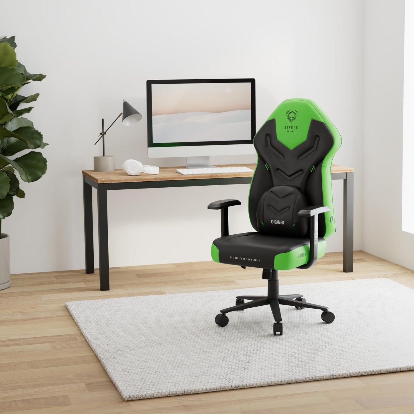 Diablo X-Gamer 2.0 Gaming Chair Office Chair Fabric Cover Ergonomic Design Lumbar Cushion Soft Pad Cushion (Pink-White)