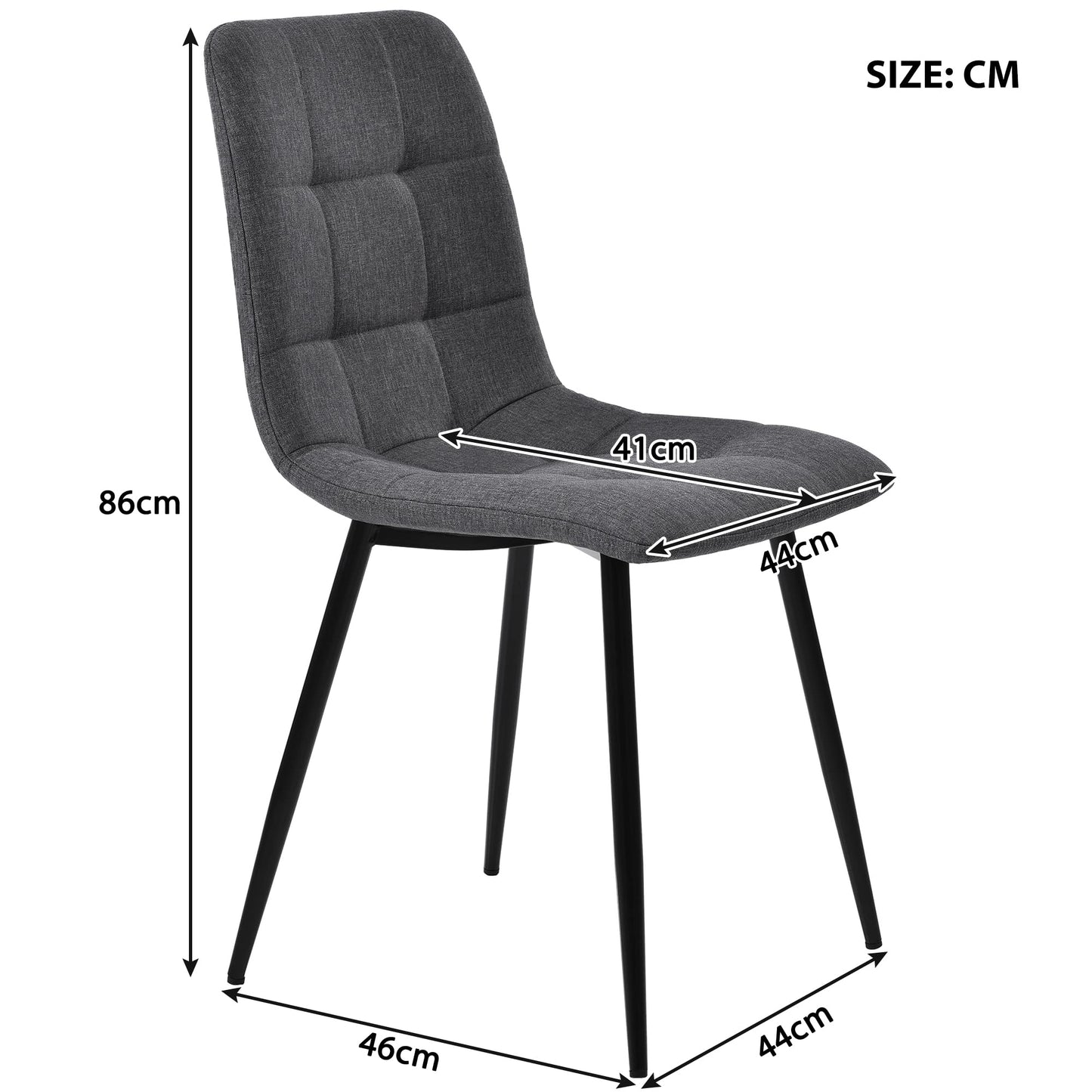 Gegtuon Esstisch mit 4 Stühlen für 4 Personen 140x80 cm, 5 teilig Tisch Rechteckig für Küche, Modern Küchentisch mit Schwarz Tischbeine, Essgruppe für Esszimmer Wohnzimmer, Leinen, Dunkelgrau