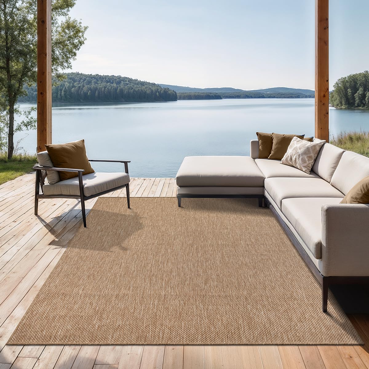 the carpet Mistra - Moderner In- und Outdoor Teppich, perfekt für das Wohnzimmer, Schlafzimmer oder die Terrasse, Wetterfest, langlebig und pflegeleicht, Natur, 300 x 400 cm
