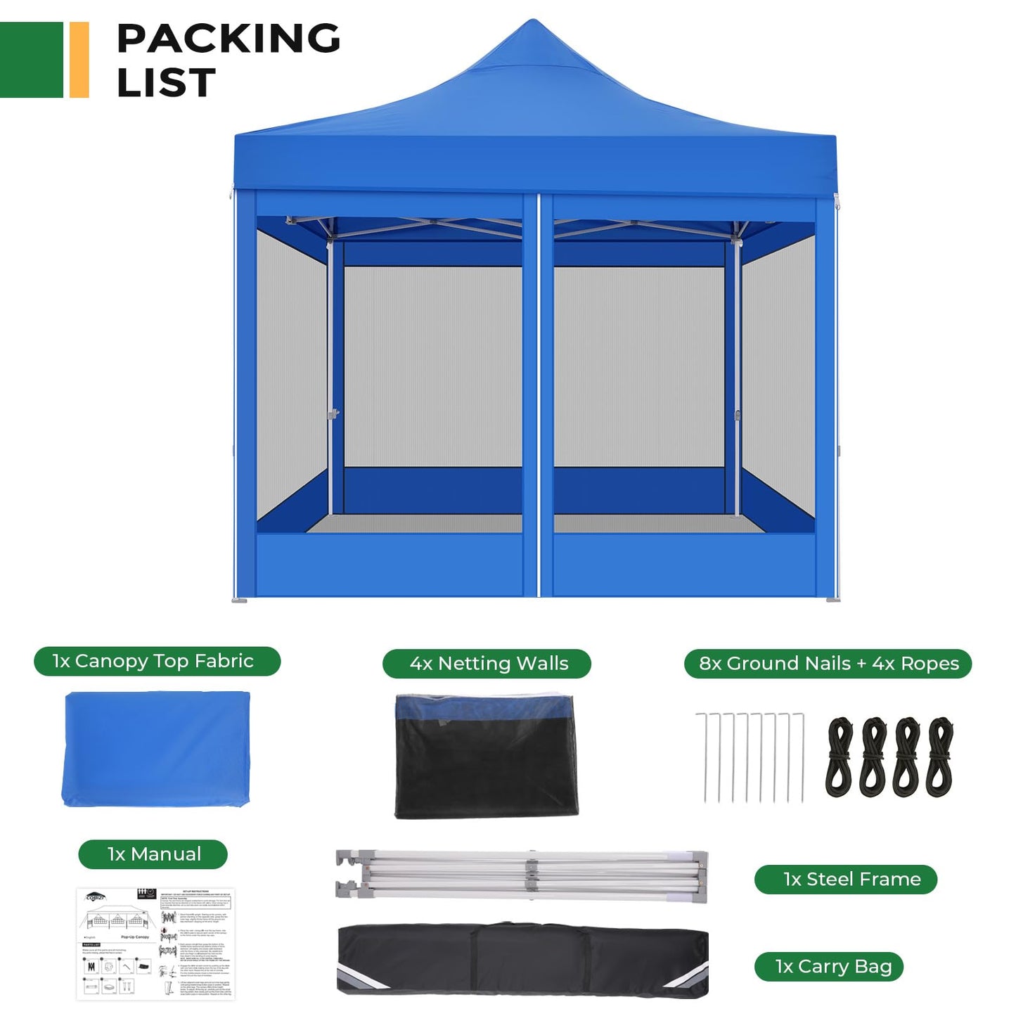COBIZI Folding Gazebo 3 x 3 m Gazebo 3 x 3 m Waterproof Stable Party Tent Foldable with 4 Side Walls Mosquito Net Pop Up Garden Gazebo Anti-UV for Garden, Grey