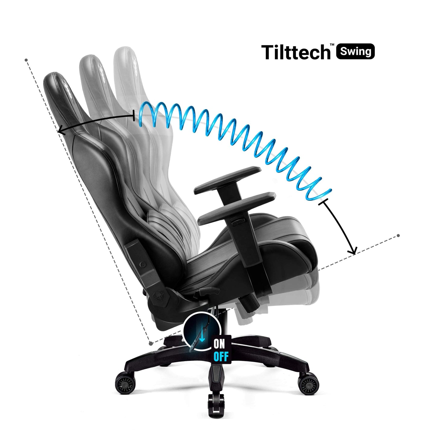 Diablo X-One 2.0 Gaming Stuhl Gamer Chair Bürostuhl Schreibtischstuhl Verstellbare Armlehnen Ergonomisches Design Nacken/-Lendenkissen Wippfunktion Aqua Blue Normal (L)