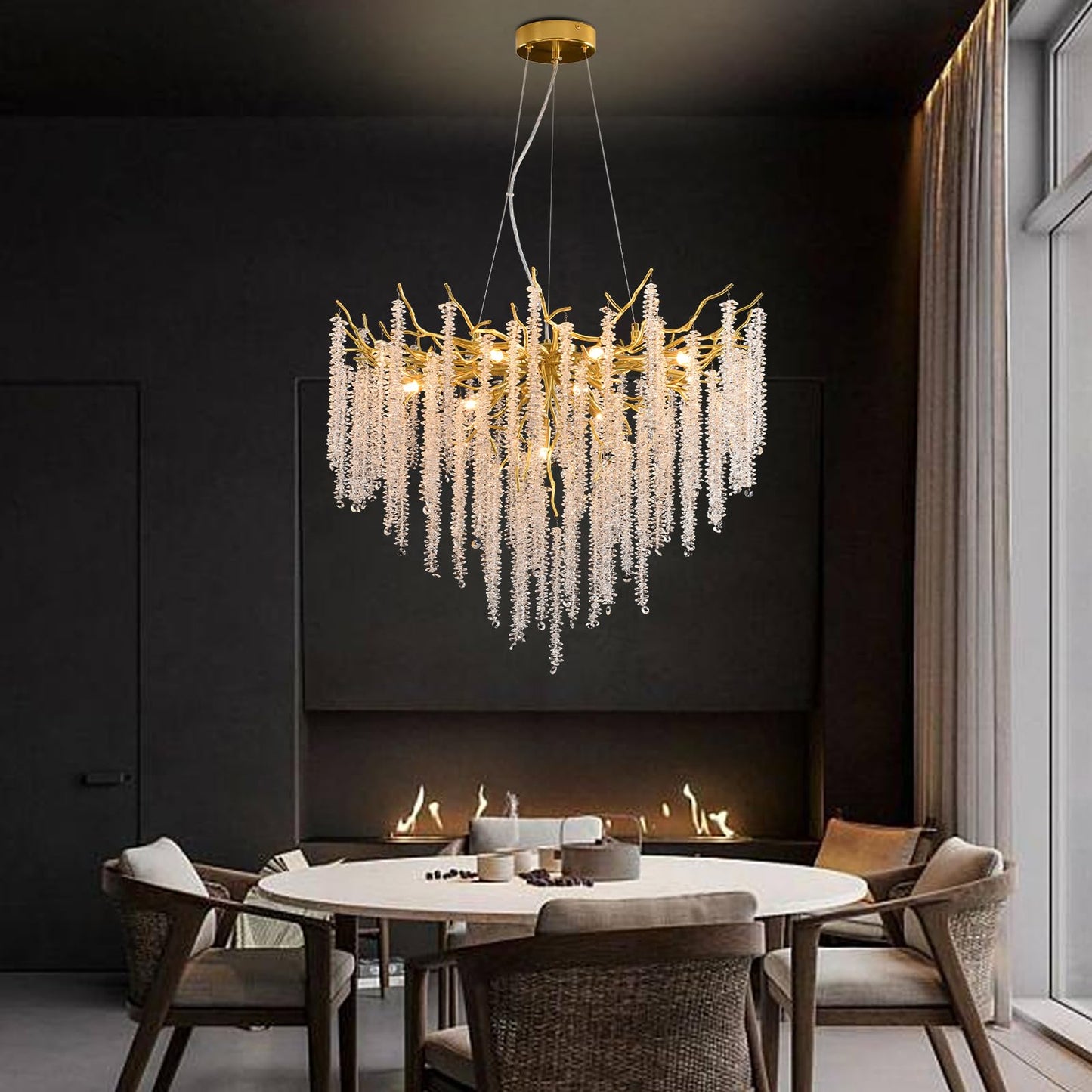 AHXIAOZN Modern Kronleuchter Kristall Leuchte,Luxus Kristall Pendelleuchte,Dimmbar Rund Kristall Hängeleuchte,für Esszimmer, Küche, Wohnzimmer, Schlafzimmer, Flur, Café,Bar(Gold,60cm)