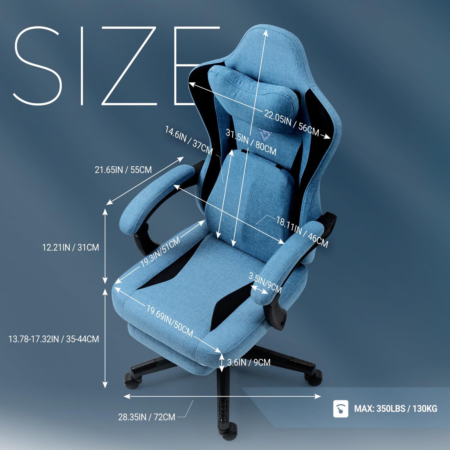 Vigosit Gaming Chair with Heated Massage Lumbar Support, Fabric Gamer Chair with Bag Spring Cushion and Footrest, Horse and High Gamer 150 kg Load Capacity (Pale Pink)