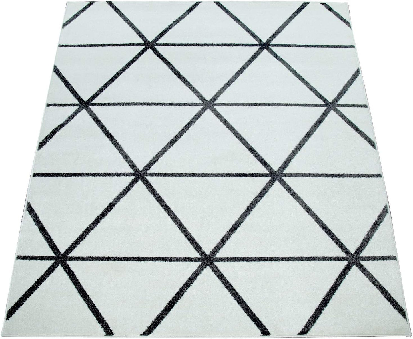 Paco Home Teppich Wohnzimmer Skaninavisches Rauten Design Weich Pastellfarben Kurzflor Blau Weiß, Grösse:60x100 cm
