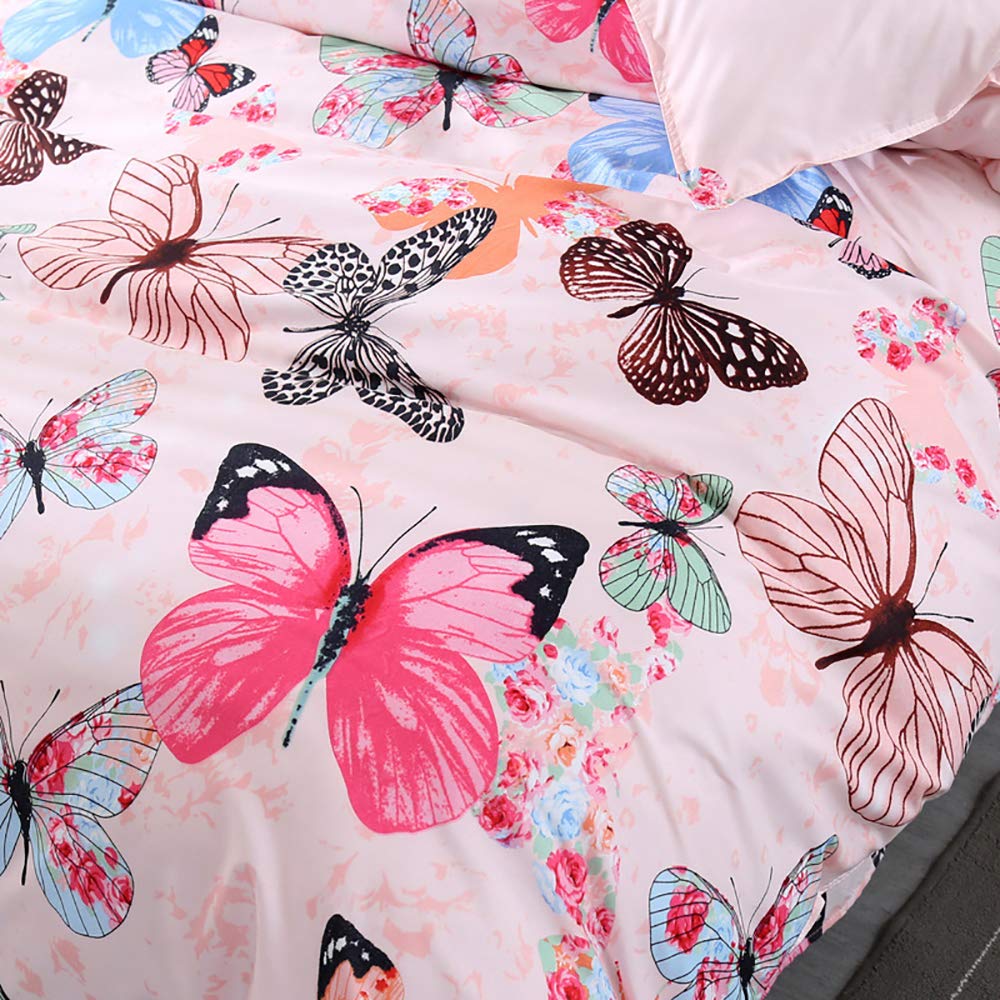 AShanlan Girls' Pink Hearts Children's Bed Linen 135 x 200 cm Pillowcase 80 x 80 cm Grey Pink Reversible Children's Bedding Set 100% Microfibre Duvet Cover with Zip