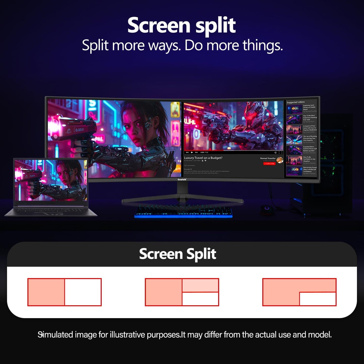 Gawfolk PC Monitor 32 Zoll UHD 4K 60Hz, Ultraklar (3840×2160p) Computer Bildschirm mit FreeSync, HDMI, DisplayPort, 178° Betrachtungswinkel, Unterstützt VESA100*100mm