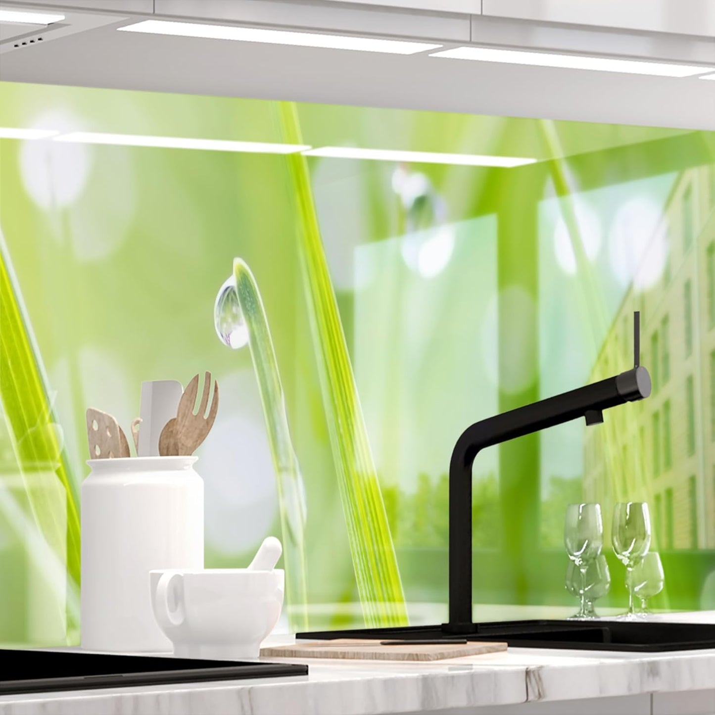 StickerProfis Küchenrückwand selbstklebend Matt-Optik - KRÄUTERGLÄSER - 0.5mm, versteifte PET Folie, PRO 60 x 80cm