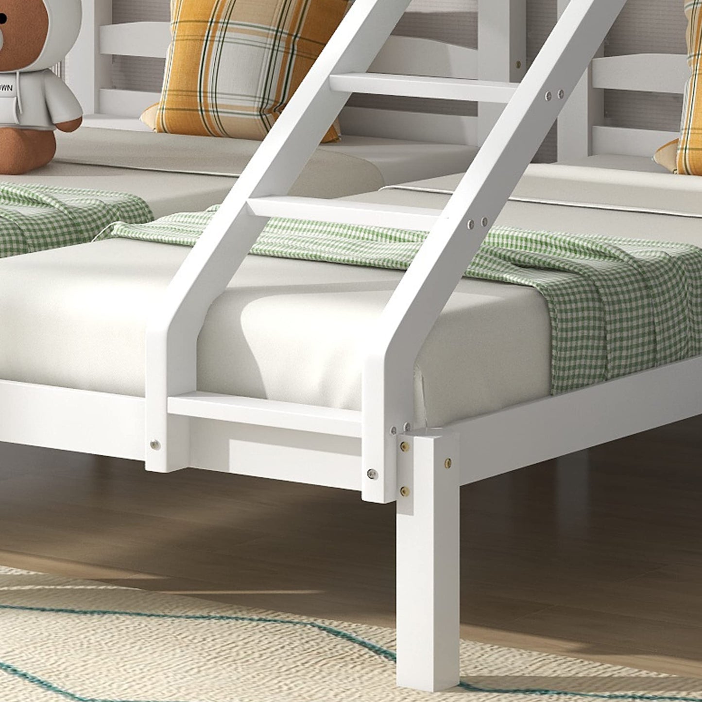 Merax Hausbett 90x200 cm mit 2 Schubladen, für 2 Kinder Doppelbett, Vielseitiges Holz Baumhausbett für Mädchen & Jungen, Stabil Spielbett Gitterbett mit Rausfallschutz und Lattenrost, Weiß
