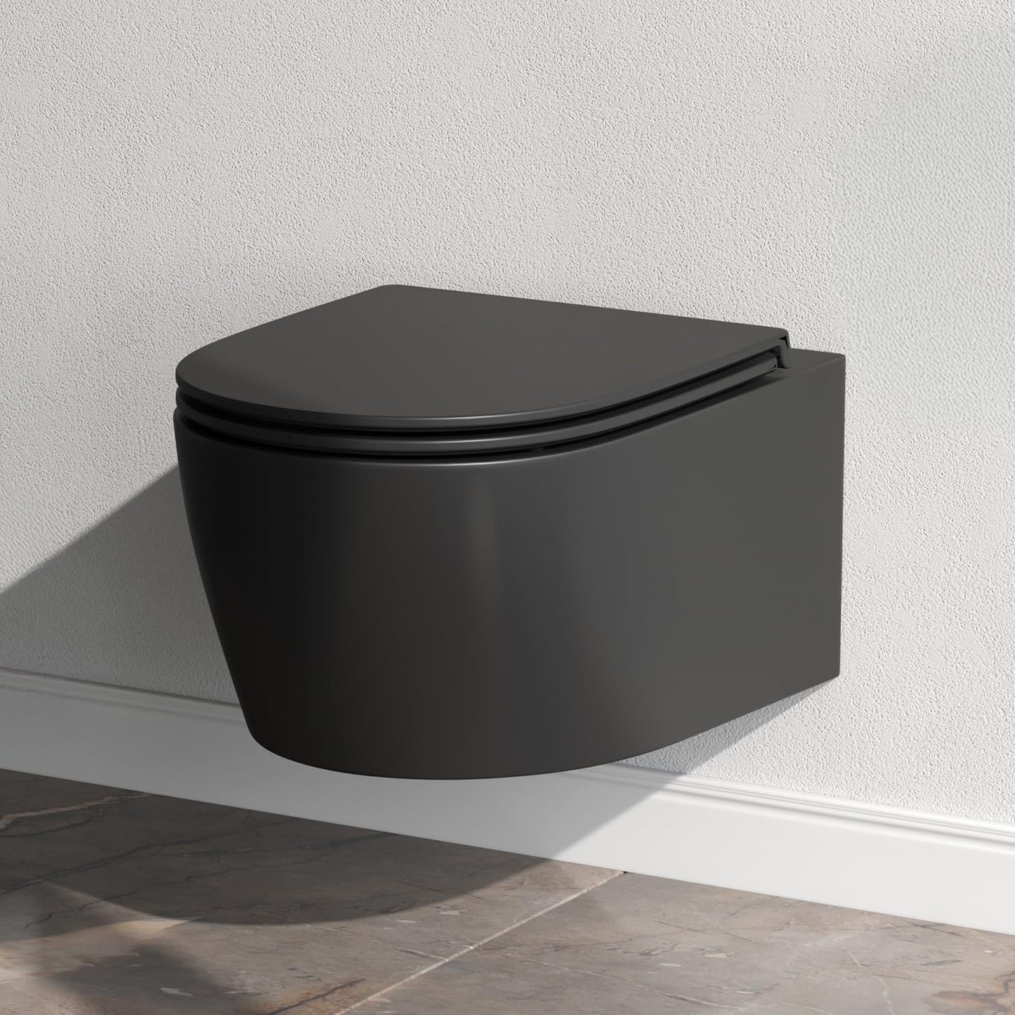 AM.PM X-Joy S - Spülrandlos Hänge WC, Tiefspül Toilette FlashClean, Wand WC mit Toilettendeckel mit Absenkautomatik, Hänge Toilette aus Keramik, Weiß, 50 cm lang