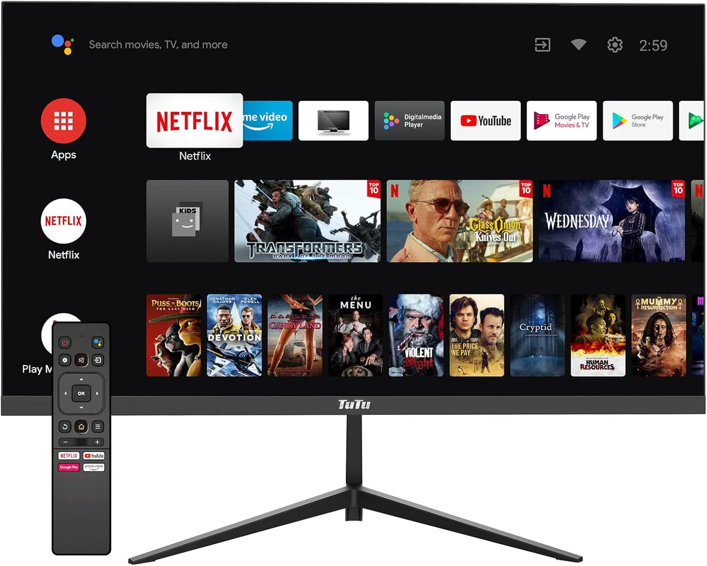 TuTu 24 Zoll Monitor Full HD VA Panel Randlos 75HZ Eye Care (1920 x 1080, VGA HDMI VESA 75 x 75mm) Flimmerfrei Blaulichtfilter Niedriger Stromverbrauch Monitor für PC Büro Schwarz