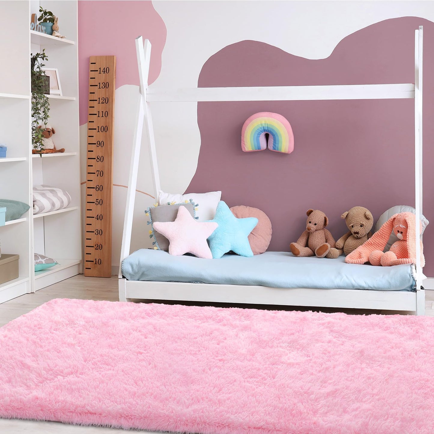 XSIVOD Fluffy High Pile Rug, Dark Grey, Washable Rug 140 x 200 cm, Living Room, Non-Slip Extra Large Rugs, Bedroom, Soft Modern Rugs, Mat Rugs for Children's Room