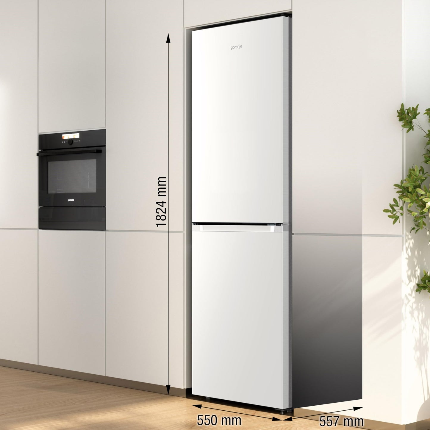 Gorenje N 619EAW4 Fridge-Freezer Combination, LED Display, 186 cm, 300 L, NoFrostPlus, Vegetable Compartment with Moisture Control, FastFreeze, White