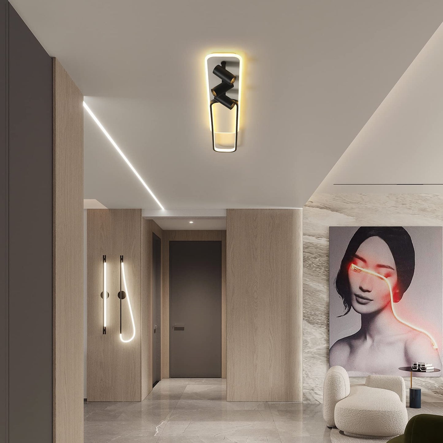 Oninio Modern LED Ceiling Light Dimmable Ceiling Light with Remote Control 70 cm Ceiling Light for Living Room, Kitchen, Dining Room, Bedroom, 40 W (Gold)