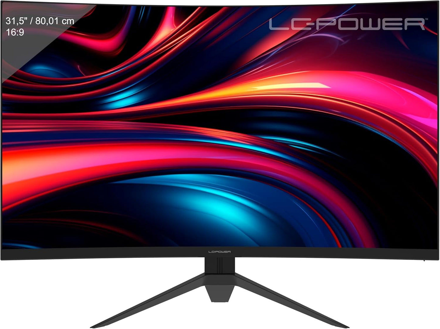 LC-POWER FHD Curved Monitor 32 Zoll, 165 Hz, 1920x1080, 1ms, 1500R und Freesync mit G-Sync-Kompatibilit, HDMI & DP, VESA, LC-M32-FHD-165-C-A