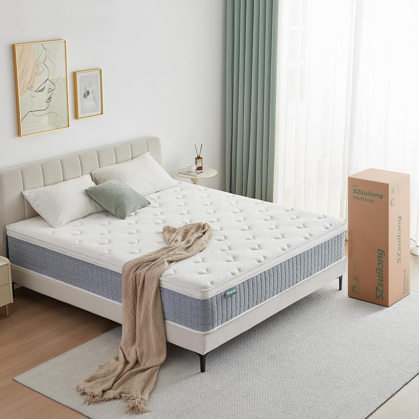 SZsuilong Mattress 180 x 200 x 24 H3 7-Zone Spring Mattress with Foam Orthopaedic Pocket Spring Mattress Oeko-Tex Certified 100 Nights Trial Sleep