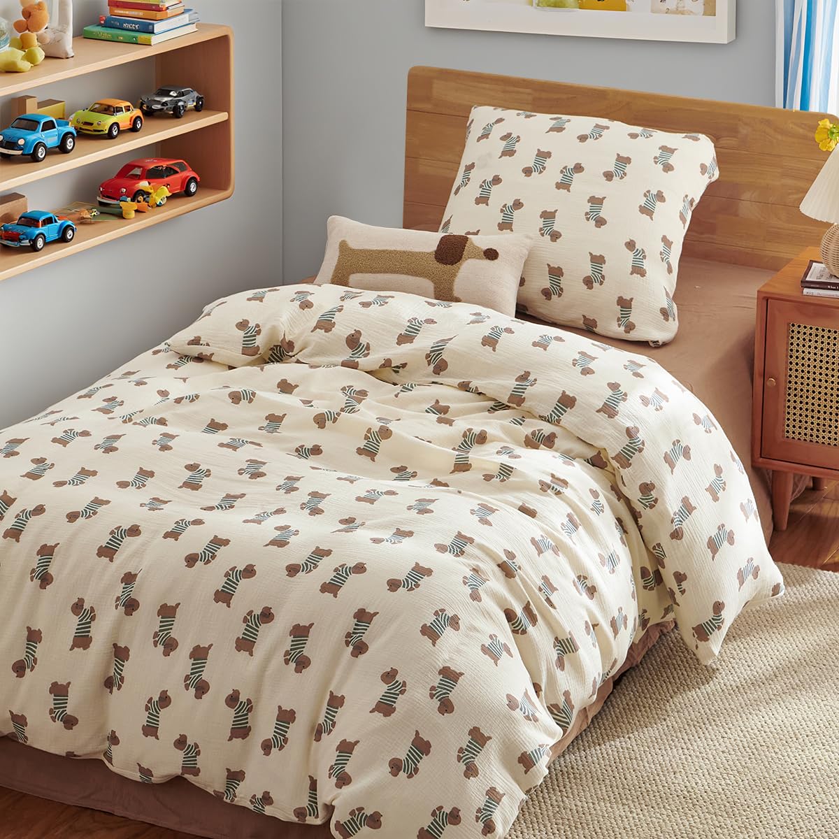 AShanlan Girls' Pink Hearts Children's Bed Linen 135 x 200 cm Pillowcase 80 x 80 cm Grey Pink Reversible Children's Bedding Set 100% Microfibre Duvet Cover with Zip
