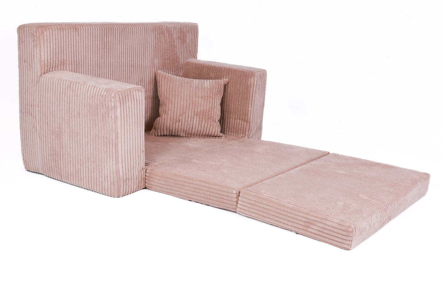 FORTISLINE - Kindersofa ausklappbar 83x47x43cm Oeko-TEX - Spielesofa für Kinder 2in1 - Kindercouch Aufklappen Bettfunktion - Schlafcouch aus Schaumstoff - Kuschel-Cord - Viele Muster (Grau)