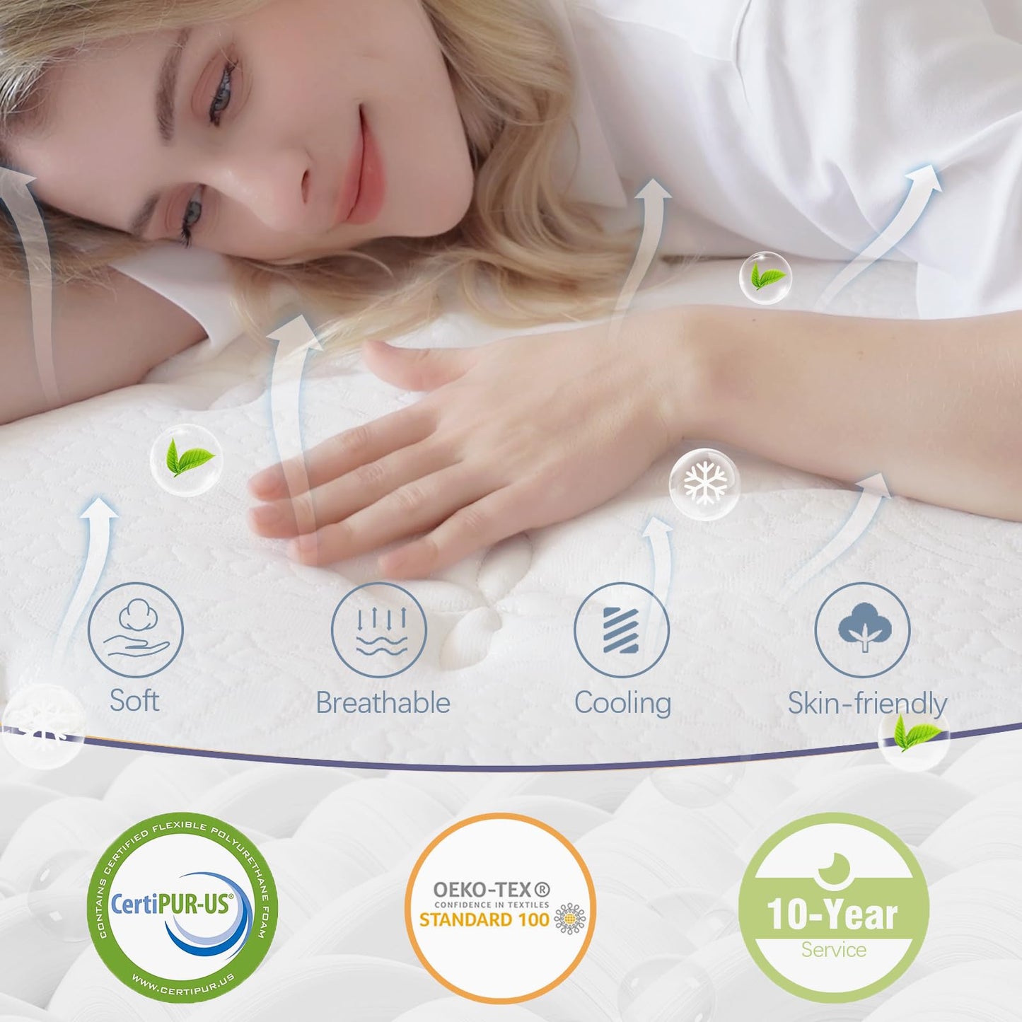 Mattress 180 x 200 cm, 30 cm Spring Mattress H3 Height 7-Zone Orthopaedic Pocket Spring Mattress with Comfort Memory Foam Layer, Oeko-Tex Certified, 101 Nights Trial Sleep