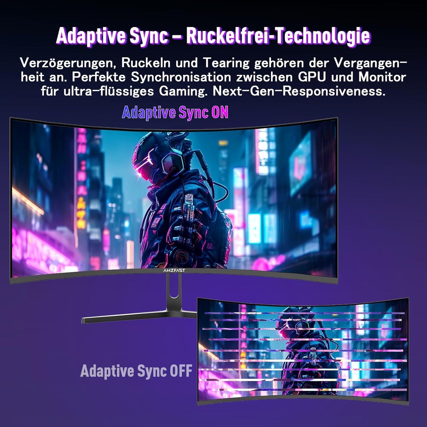 Amzfast 32 Zoll Curved Gaming Monitor (240Hz, 1920x1080, 1ms MPRT, 1500R), Adaptive-Sync, 90% DCI-P3, 120% sRGB, 300cd/m², HDMI 2.0 & DisplayPort 1.4 (AMZG32C3F)