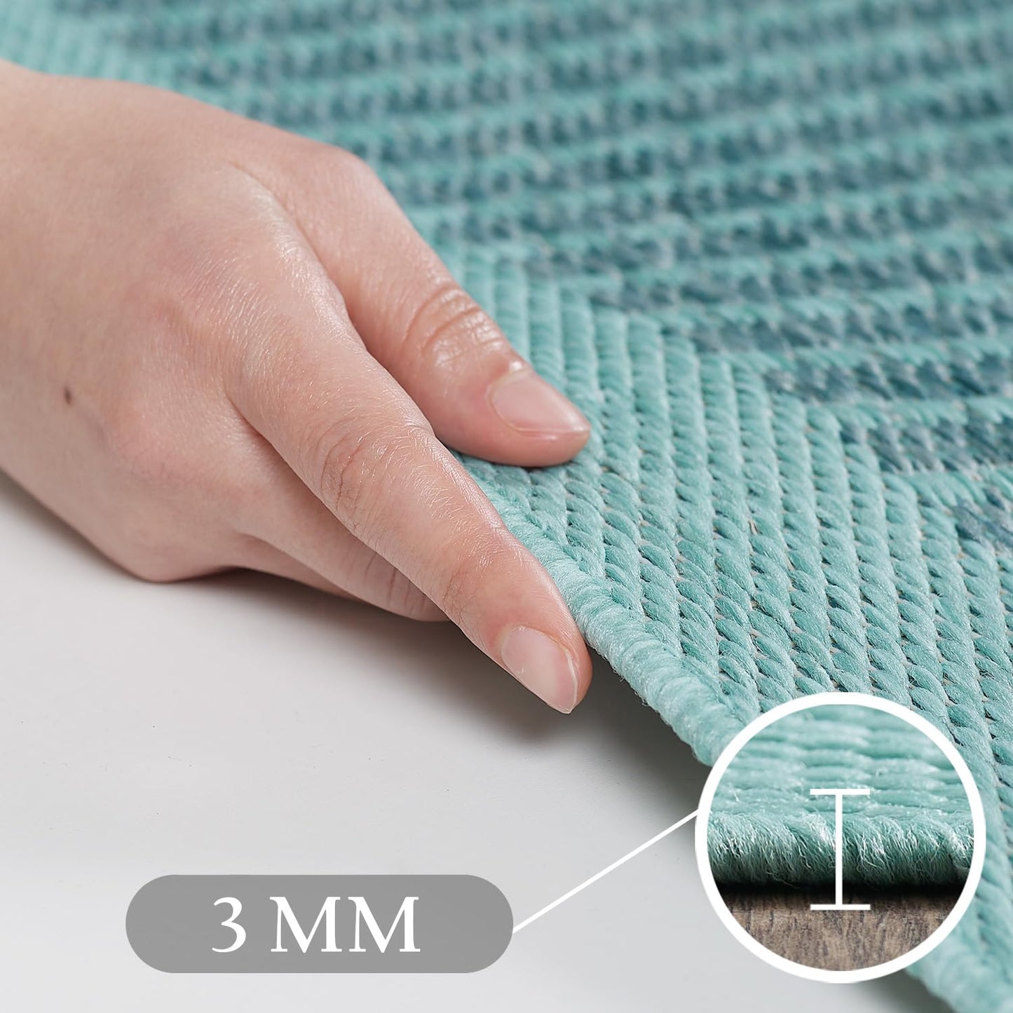SIMPEX Outdoor Weatherproof Rug for Patio, Balcony, Garden, Kitchen, Plain Design, Flat Weave, Sisal Look, Washable Rug, Size: 140 x 200 cm, Colour: Beige