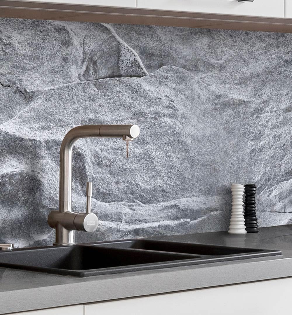MyMaxxi Küchenrückwand Folie selbstklebend matt - einfache Montage ohne Bohren 0,4mm stark Versteift - Motiv Mauer 04-60cm hoch - Spritzschutz Küche Klebefolie - Stein Ziegel 60 x 60cm