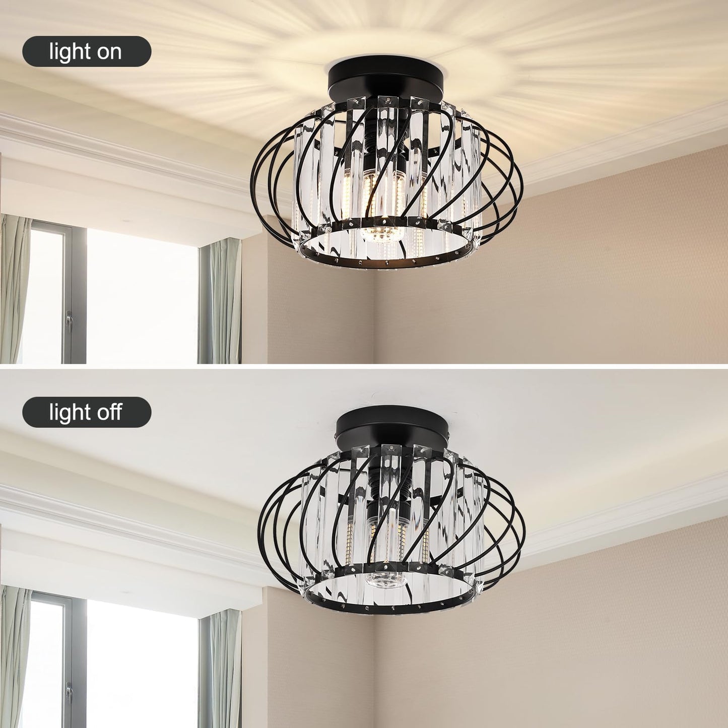 FRIDEKO HOME Modern Kronleuchter Kristall Deckenleuchte Gold,Kleine Kristall Deckenlampe E27 Fassung für Wohnzimmer Schlafzimmer Küche Flur,Ø23cm