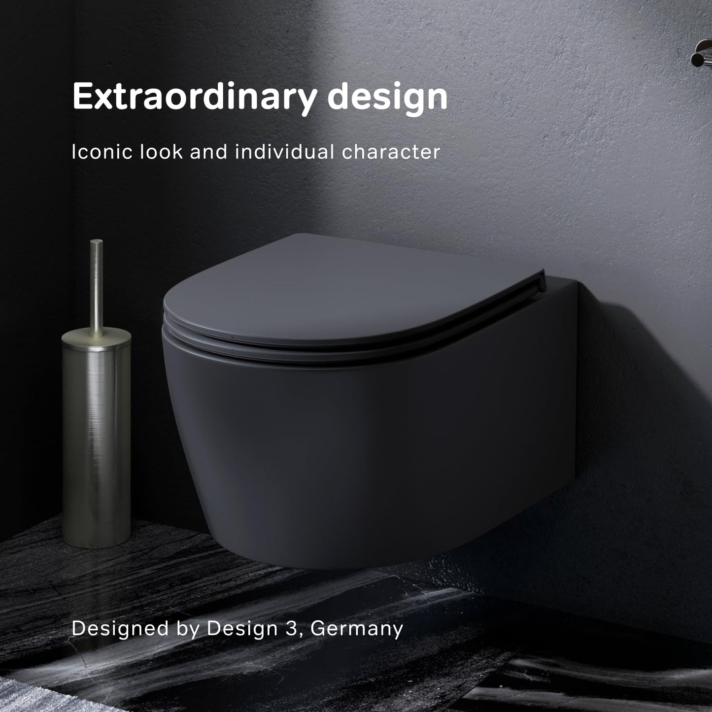 AM.PM X-Joy S - Spülrandlos Hänge WC, Tiefspül Toilette FlashClean, Wand WC mit Toilettendeckel mit Absenkautomatik, Hänge Toilette aus Keramik, Weiß, 50 cm lang