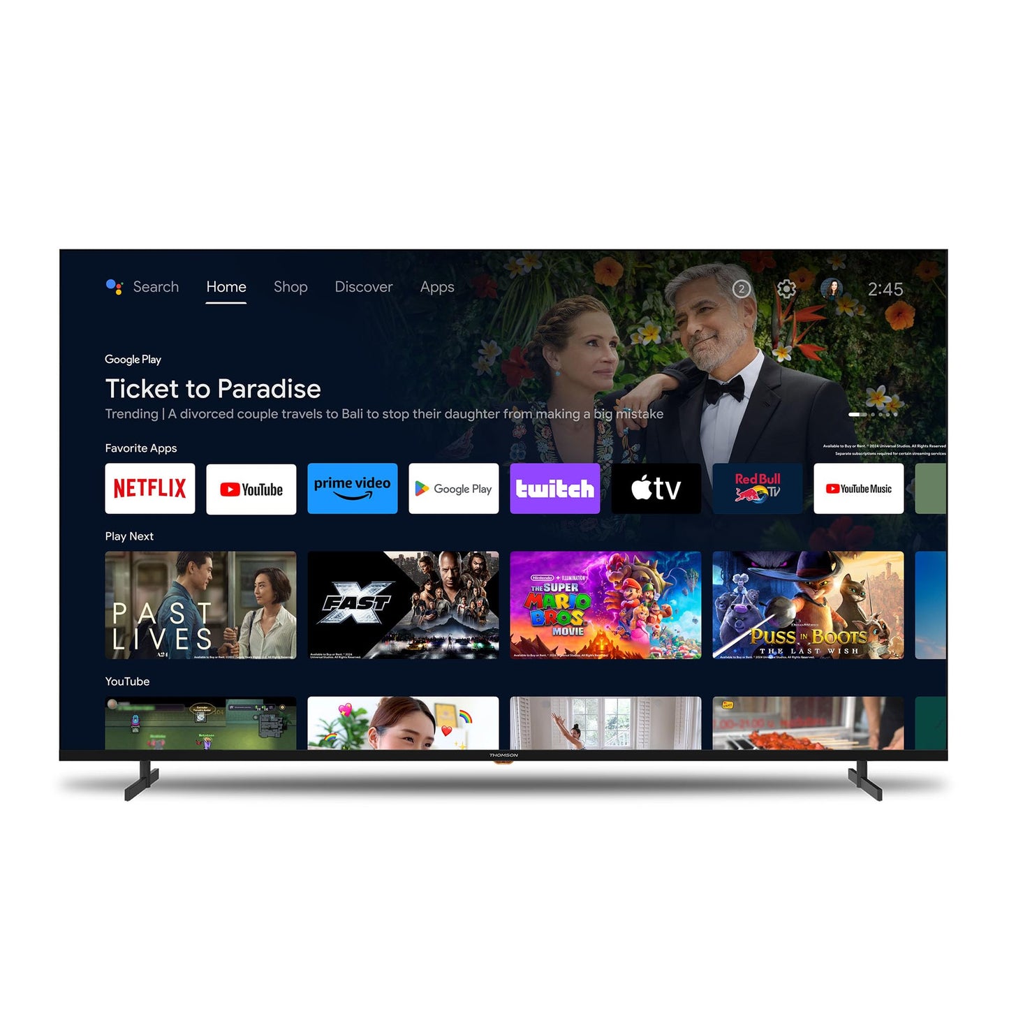 Thomson 43 Zoll (109 cm) 4K Ultra HD Weiß Smart Android TV, Google Assistant, Wi-Fi, Dolby Digital, Bluetooth, Triple-Tuner (Kabel,Satellit,Antenne), HDMI, CI+, A+ Panel – 43UA5S13W