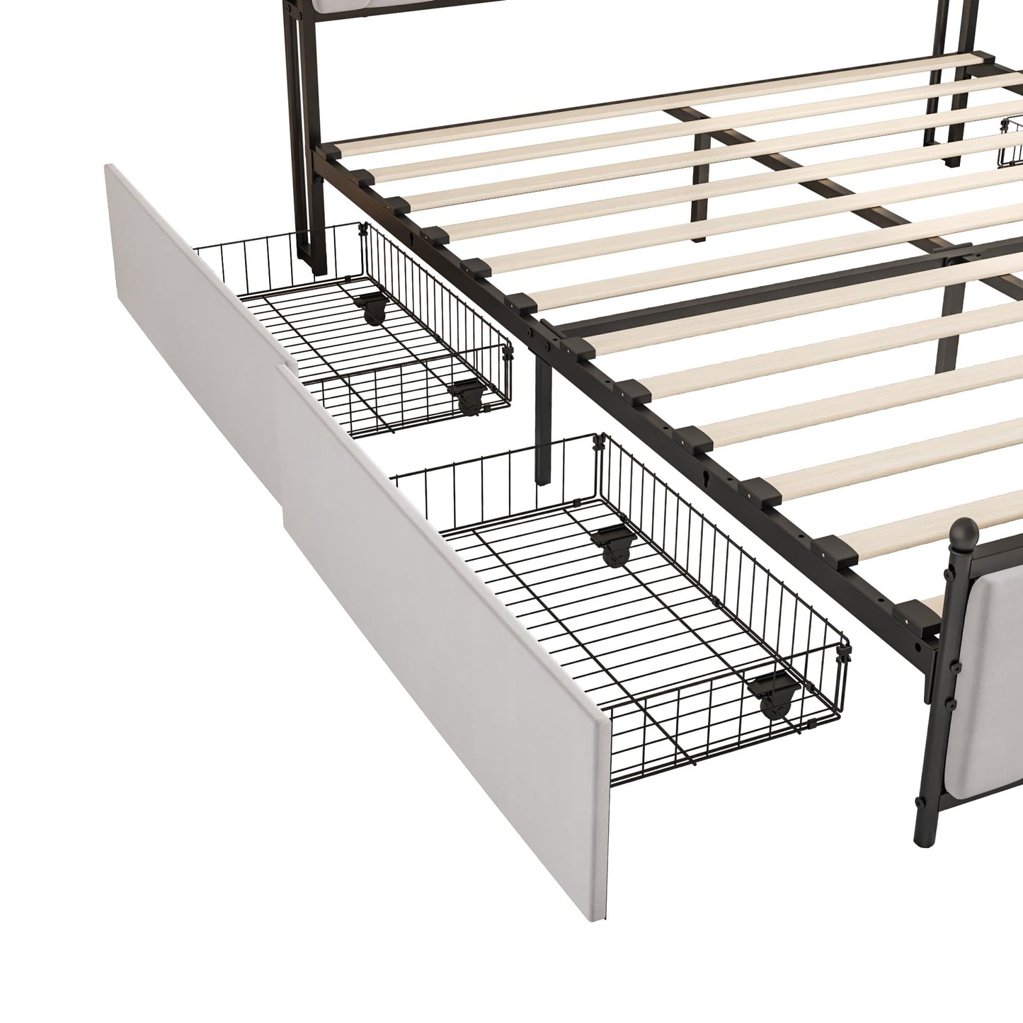 WOBOPCG Upholstered Double Bed 140 x 200, Hydraulic Storage Bed with Slatted Bases, Double Bed with Storage Space, Functional Bed with Storage Space (Grey + Flannel, 140 x 200)